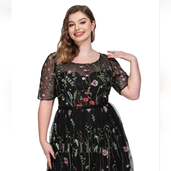 NWT JJs HOUSE Black Floral Lined Cocktail Dress Prom Wedding Party Handmade NEW - Picture 7 of 11